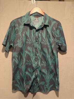 Roark Teal Green Floral Short-Sleeve Button-Up Shirt